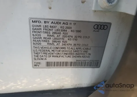 2018 Audi Q7 Premium Plus from USA, damaged, VIN WA1LHAF71JD021931